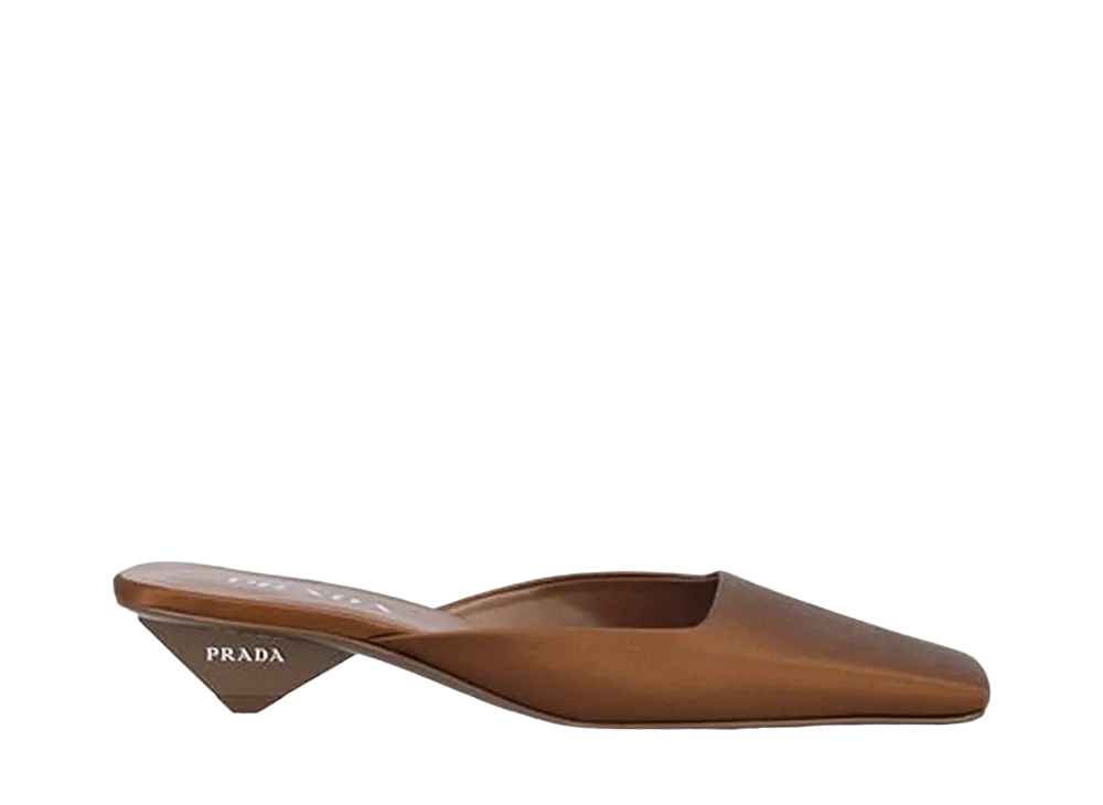 PRADA Women's Satin Mules "Brown"