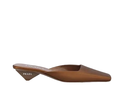 PRADA Women's Satin Mules "Brown"