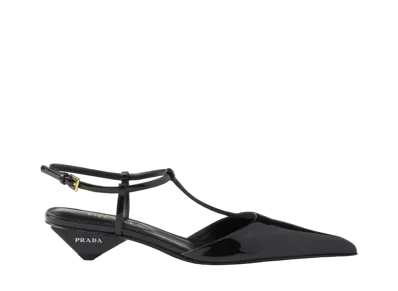 PRADA Women's Patent Leather Slingback Pumps "Black"
