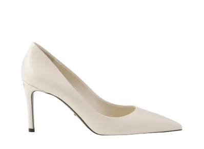 PRADA Women's Patent Saffiano Leather Pumps "Ivory"