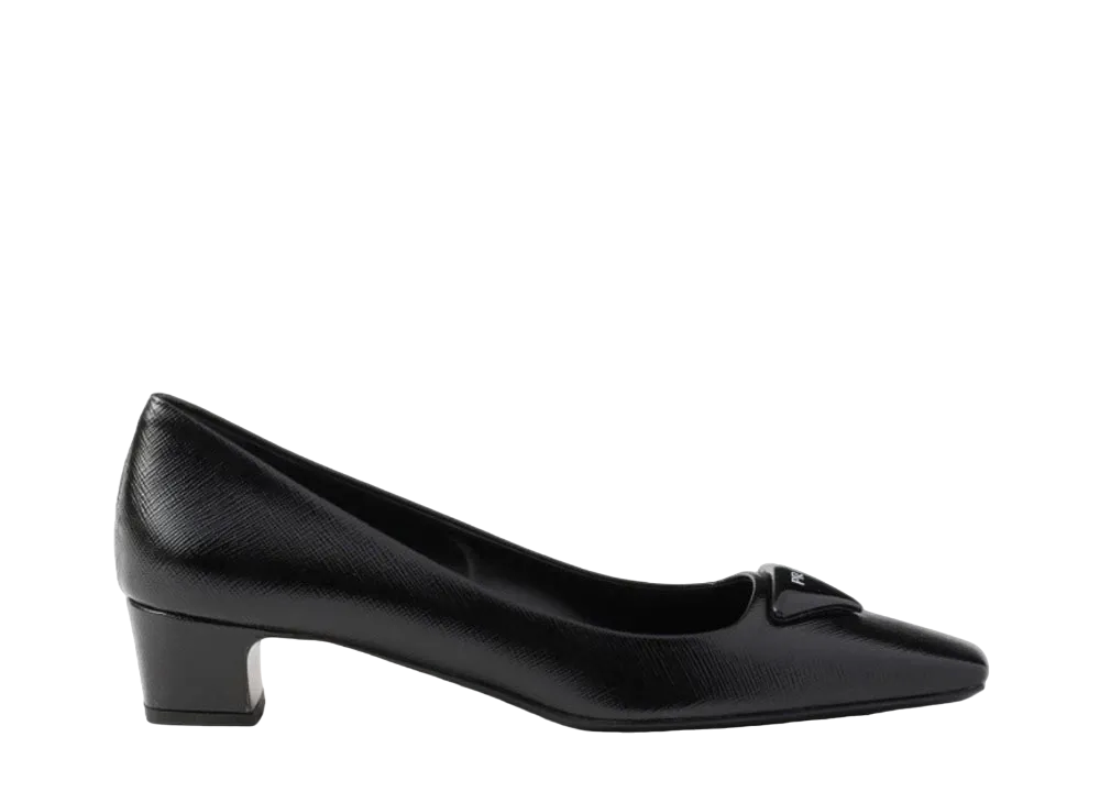 PRADA Women's Patent Saffiano Leather Pumps "Black"
