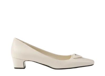 PRADA Women's Patent Saffiano Leather Pumps "Ivory"