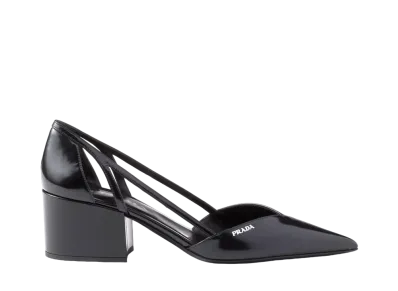 PRADA Women's Brushed Leather Cut-Out Pumps "Black"