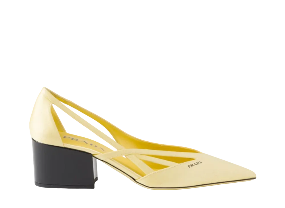 PRADA Women's Satin Cut-Out Pumps "Lemon Yellow"
