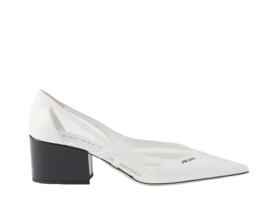 PRADA Women's Brushed Leather Cut-Out Pumps "White"