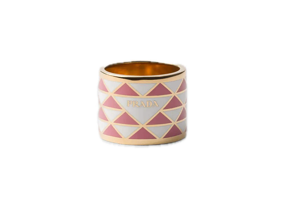 PRADA Enamel Metal Ring "White/Petalwood"