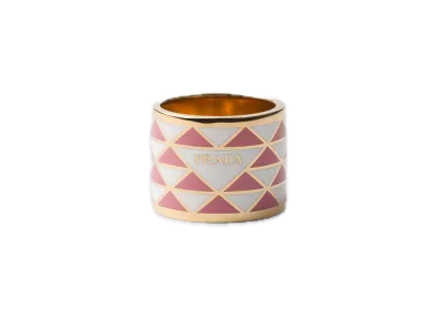 PRADA Enamel Metal Ring "White/Petalwood"