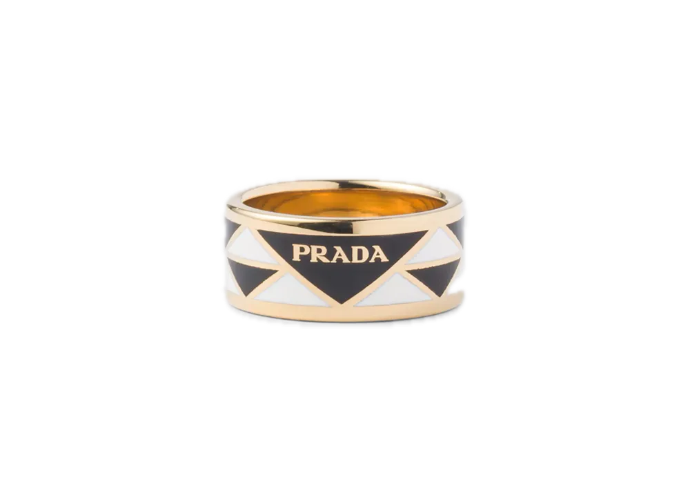 PRADA Enamel Metal Ring "Black/White"