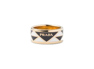 PRADA Enamel Metal Ring "Black/White"