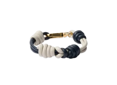 PRADA Braided Nappa Leather Bracelet "Navy/White"