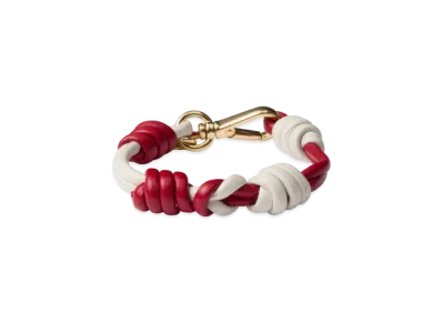 PRADA Braided Nappa Leather Bracelet "Red/White"
