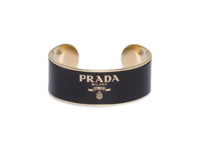 PRADA Enamel Metal Cuff Bracelet "Black/Gold"