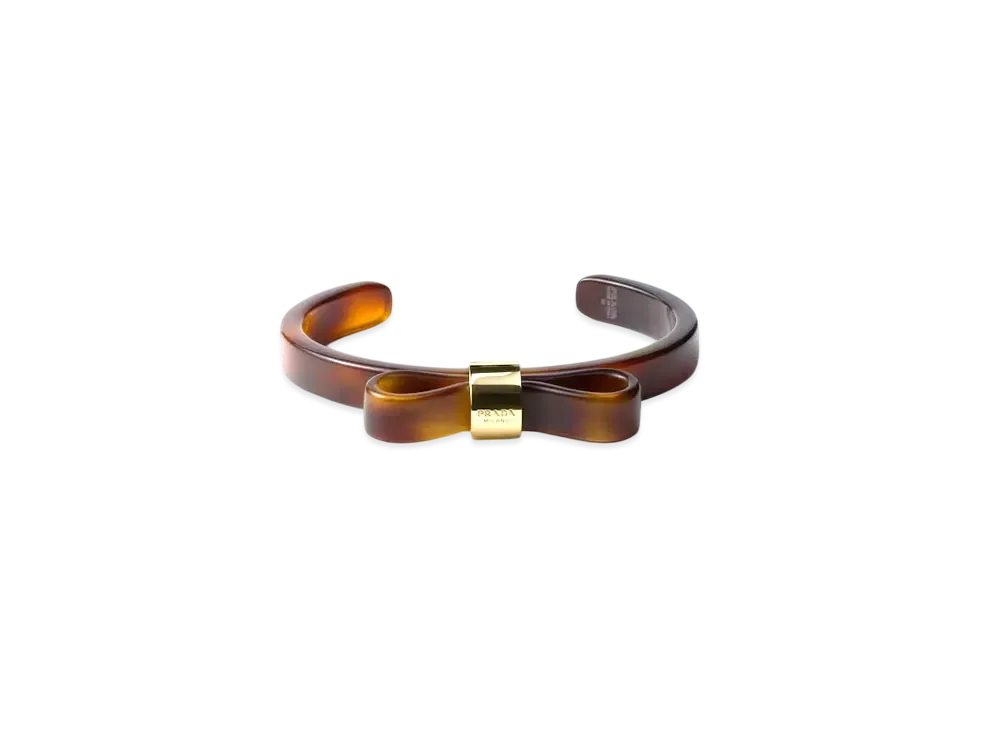 PRADA Enamelled Metal Bracelet "Beige/Tortoise Color"