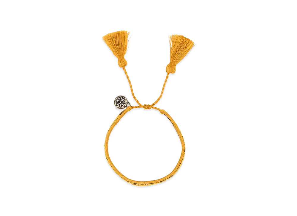 PRADA Women's Two-Tone Suede And Fabric Bracelet "Yellow"