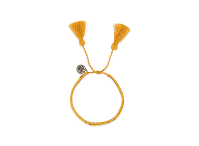 PRADA Women's Two-Tone Suede And Fabric Bracelet "Yellow"