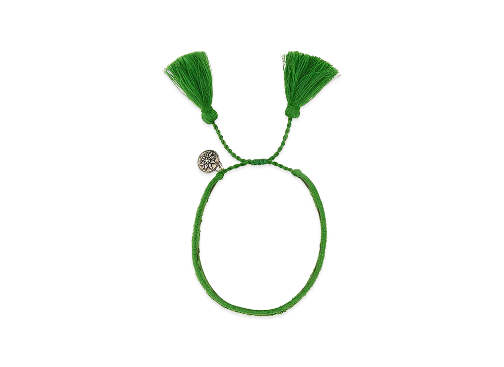 PRADA Women's Two-Tone Suede And Fabric Bracelet "Green"