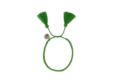 PRADA Women's Two-Tone Suede And Fabric Bracelet "Green"