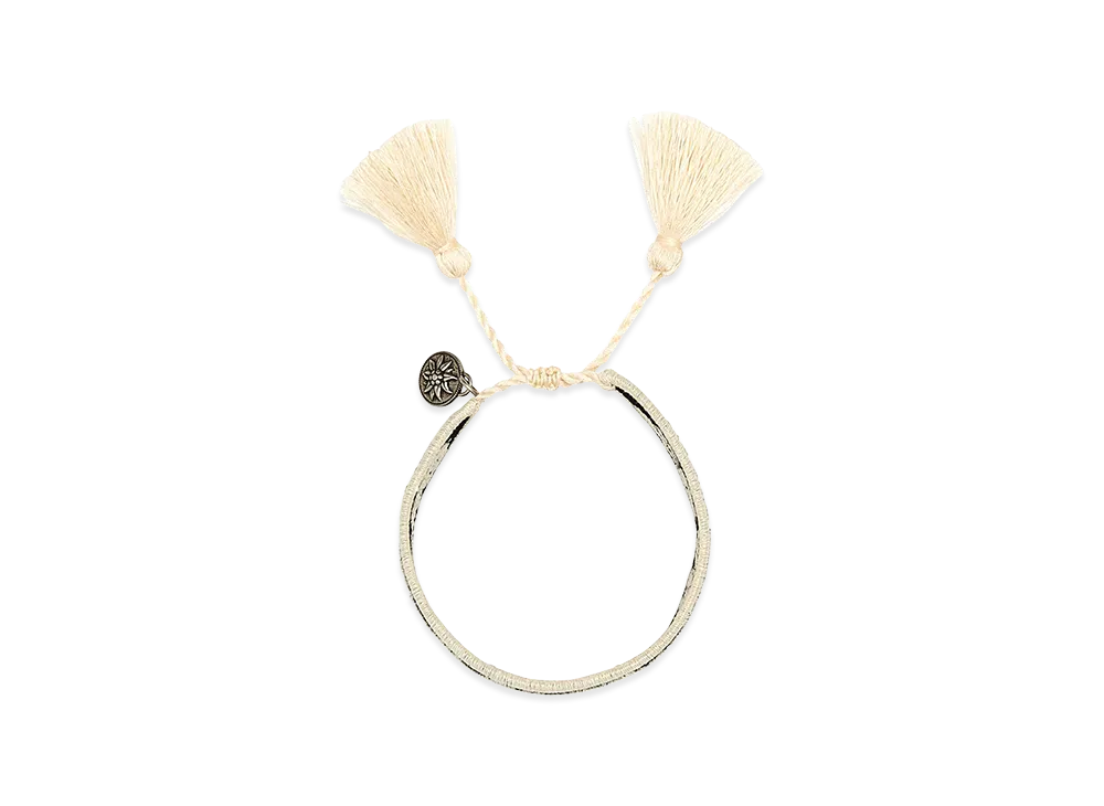 PRADA Women's Two-Tone Suede And Fabric Bracelet "White"