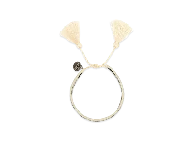 PRADA Women's Two-Tone Suede And Fabric Bracelet "White"