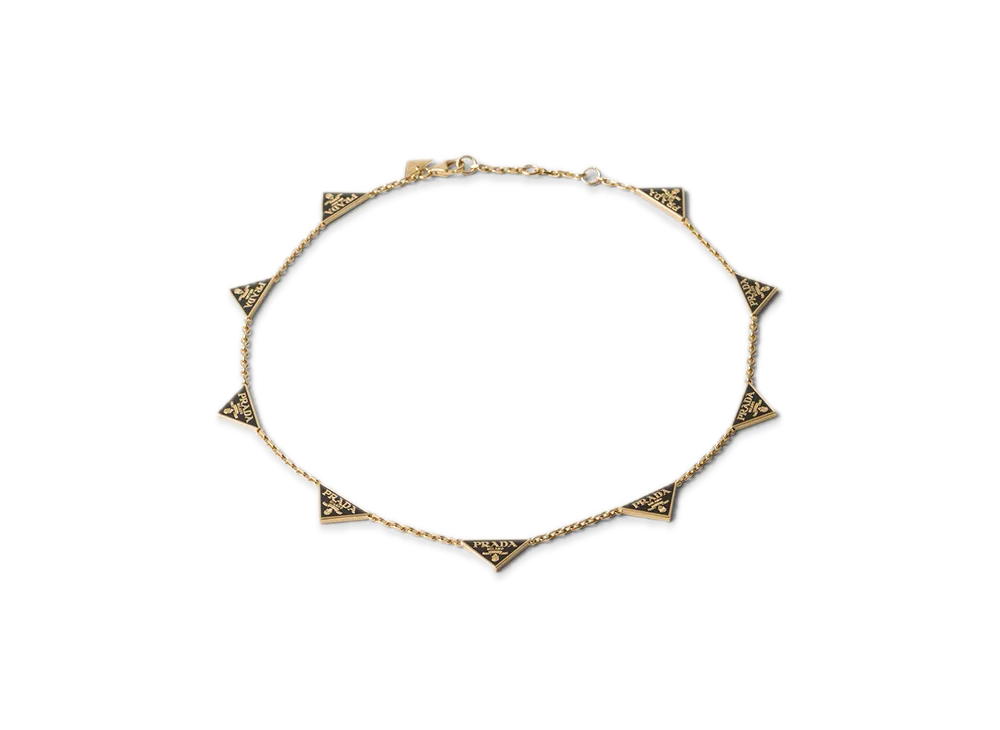 PRADA Enamel Metal Necklace "Black/Gold"