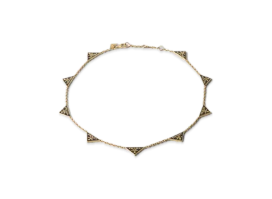 PRADA Enamel Metal Necklace "Black/Gold"