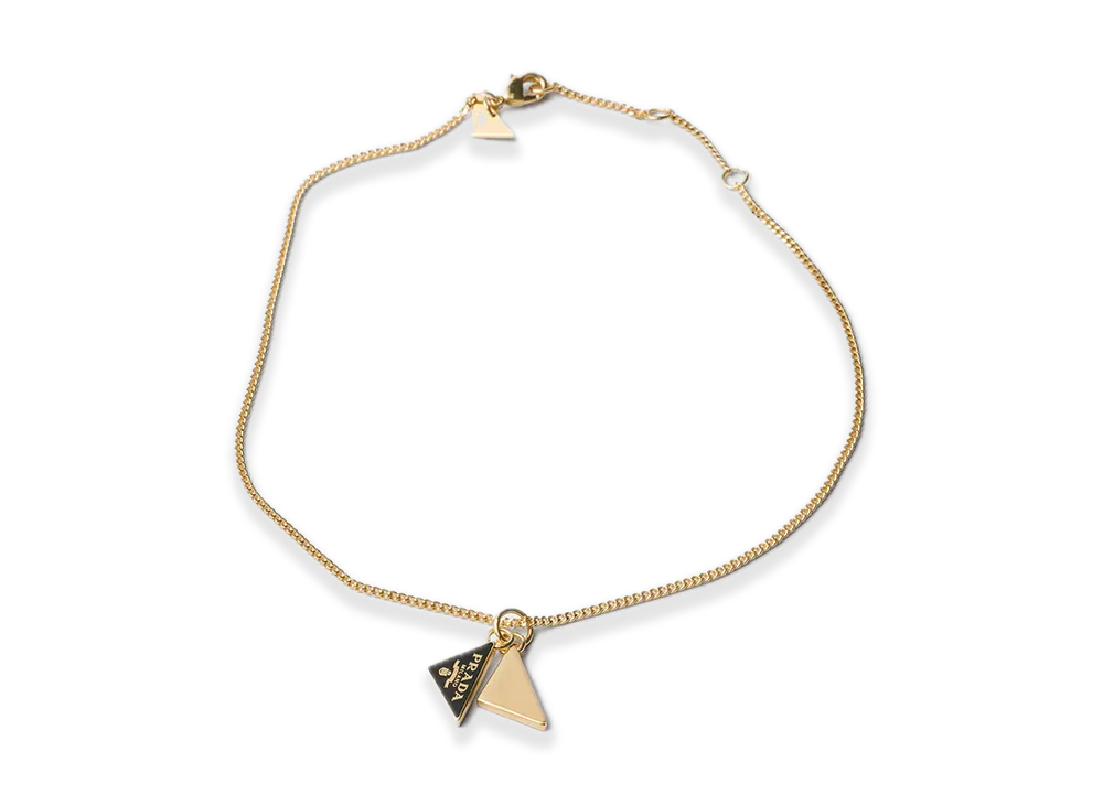 PRADA Enamel Metal Necklace "Black/Gold"