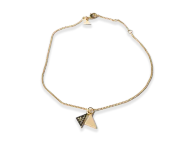 PRADA Enamel Metal Necklace "Black/Gold"