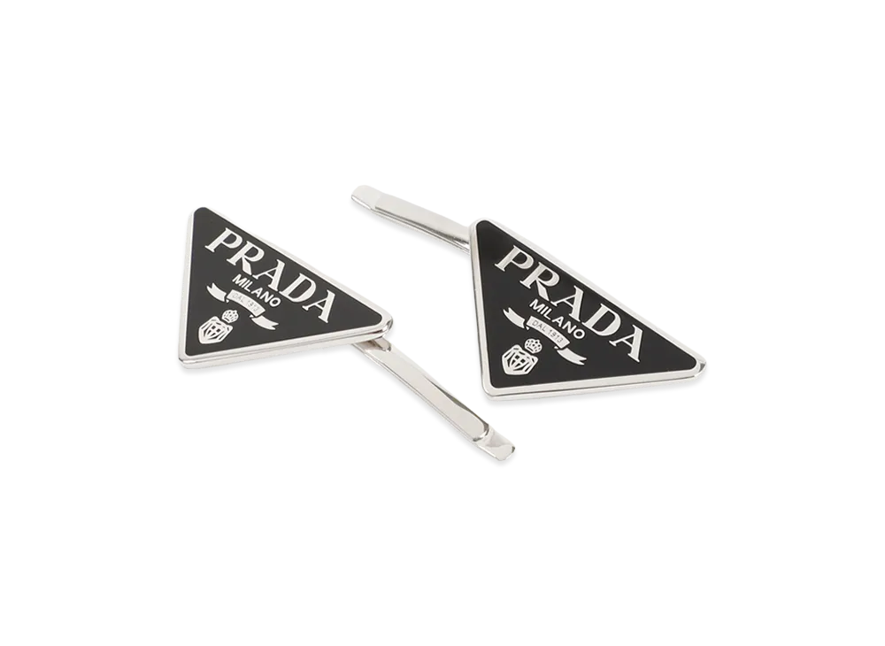 PRADA Women's Logo Two Hairpin Set "Black"