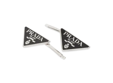 PRADA Women's Logo Two Hairpin Set "Black"