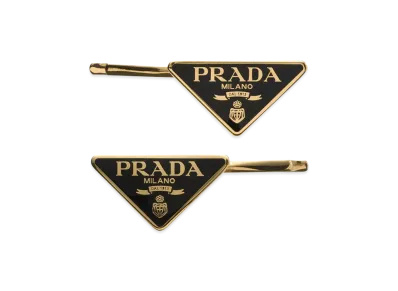 PRADA Women's Set Of 2 Logo Hair Clips "Black"