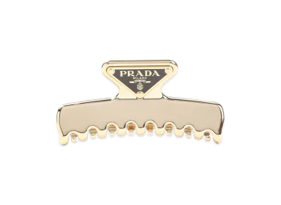 PRADA Women's Triangle Logo Hair Clip "Gold"