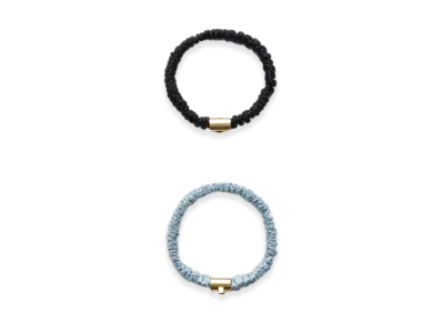 PRADA Satin Crepe Elastic Hair Tie "Black/Light Blue"