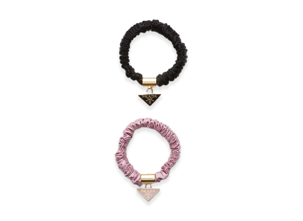 PRADA Satin Crepe Elastic Hair Tie "Black"