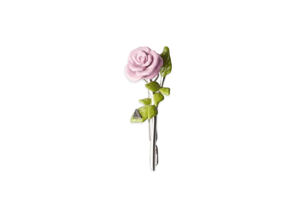 PRADA Enamelled Metal Hair Clip "Pink"
