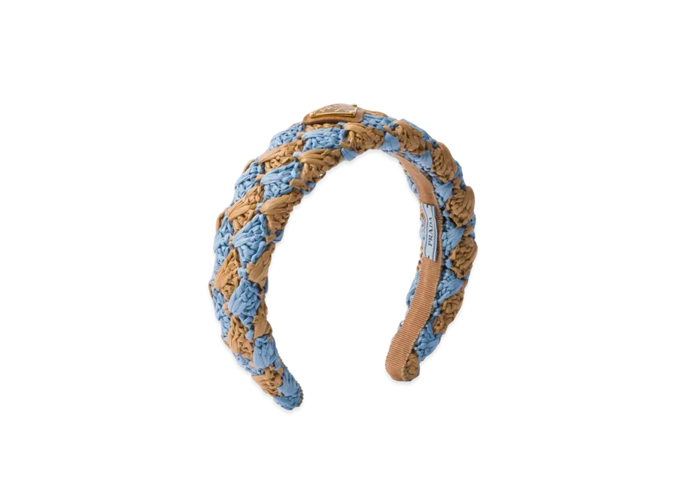 PRADA Crochet Headband "Light Blue/Camel"