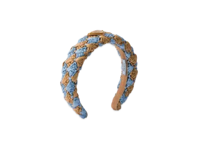 PRADA Crochet Headband "Light Blue/Camel"