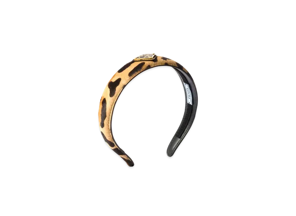PRADA Printed Leather Headband "Beige"
