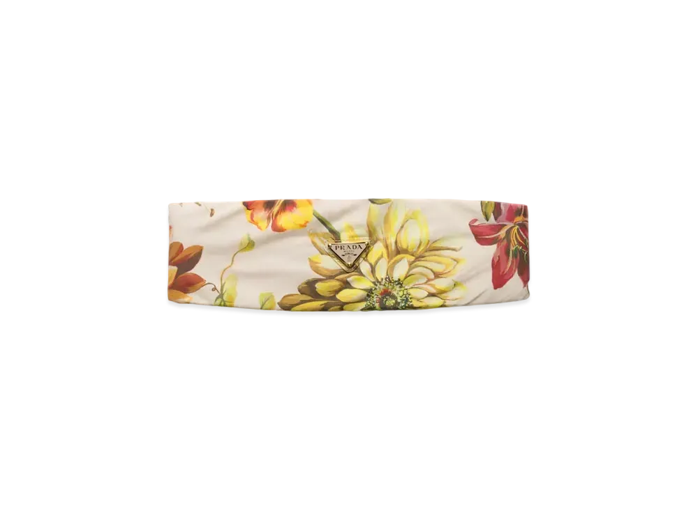 PRADA Printed Fabric Headband "Sand Beige"
