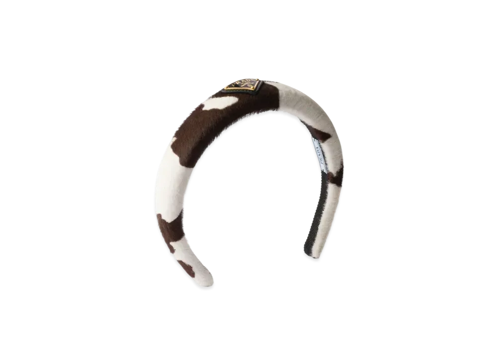 注目の新作☆直営店 PRADA プリント レザー ヘッドバンド 1IH080 ネイビー プリントRe-Nylon ヘッドバンド | PRADA
