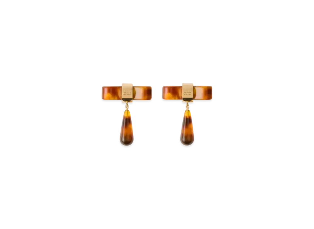 PRADA Metal Earrings "Beige/Tortoise Color"