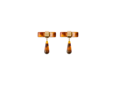 PRADA Metal Earrings "Beige/Tortoise Color"