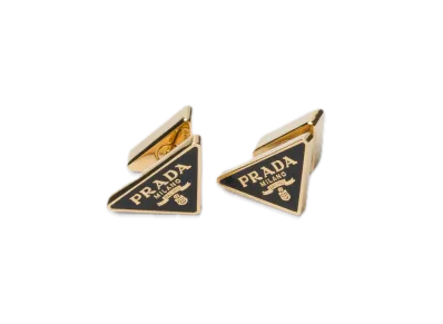 PRADA Enamel Metal Earrings "Gold/Black"