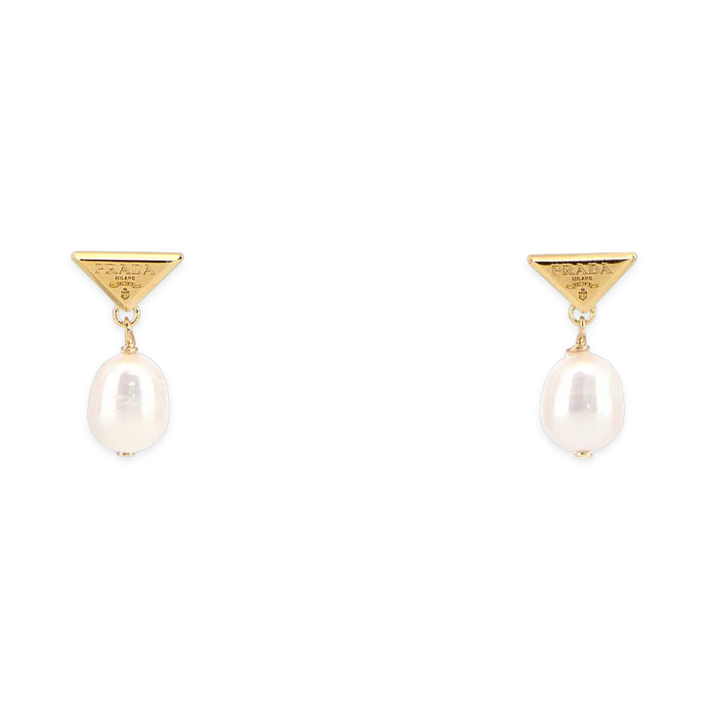 PRADA Women's Metal Earrings With Pearls "Gold/Pearl"