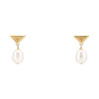 PRADA Women's Metal Earrings With Pearls "Gold/Pearl"