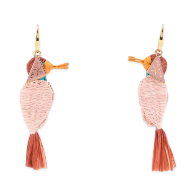 PRADA Women's Metal Crochet Earrings "Gold/Pink"