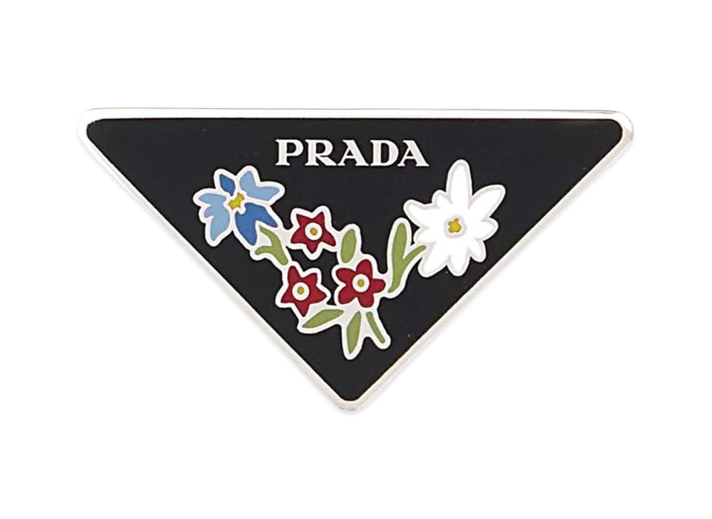 PRADA Women's Printed Metal Pin "Silver"
