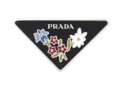 PRADA Women's Printed Metal Pin "Silver"