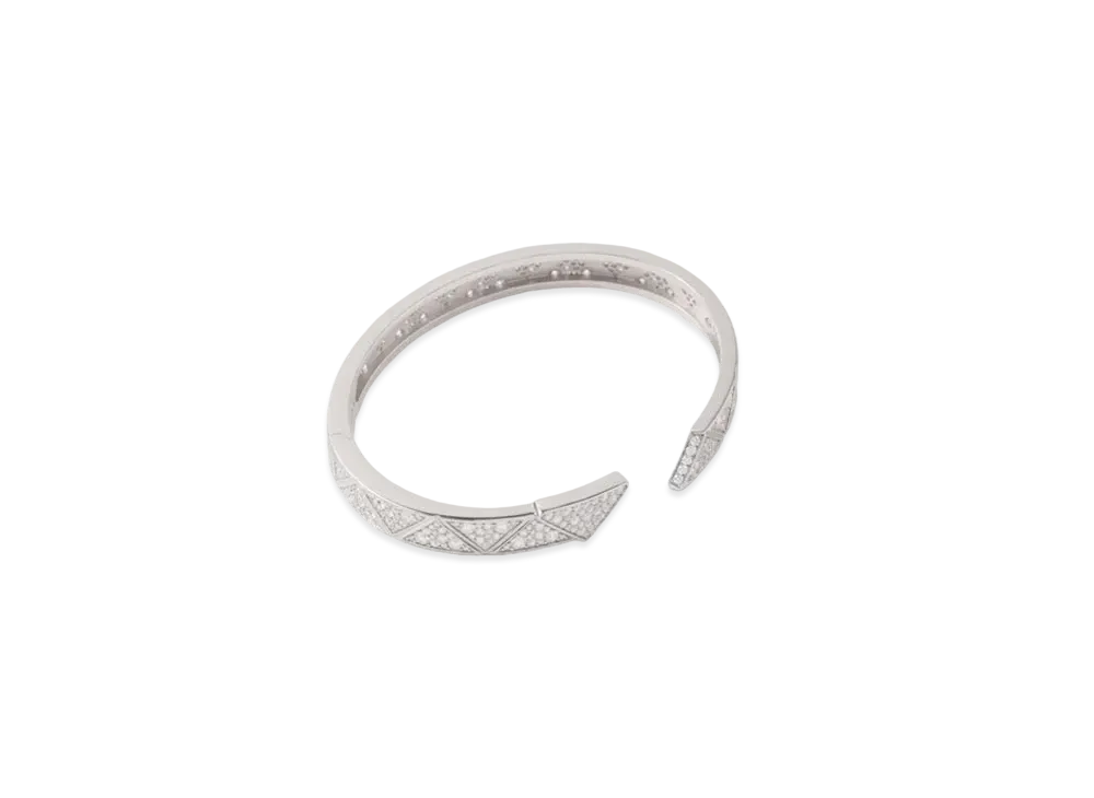 PRADA Eternal Gold Bangle Bracelet in White Gold with Pave Diamonds