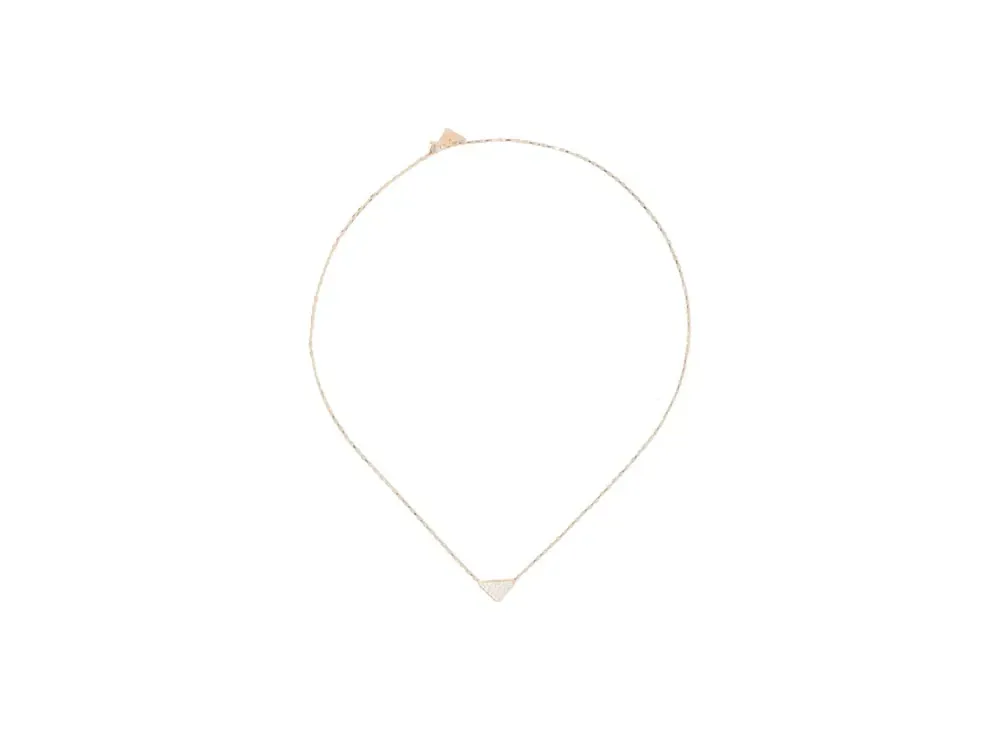 PRADA Eternal Gold Micro Triangle Pendant Necklace in Yellow Gold and Diamonds