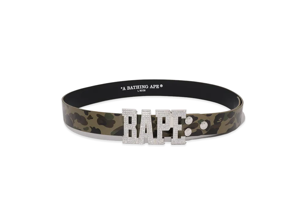 A BATHING APE Bape Leather Belt "Green"